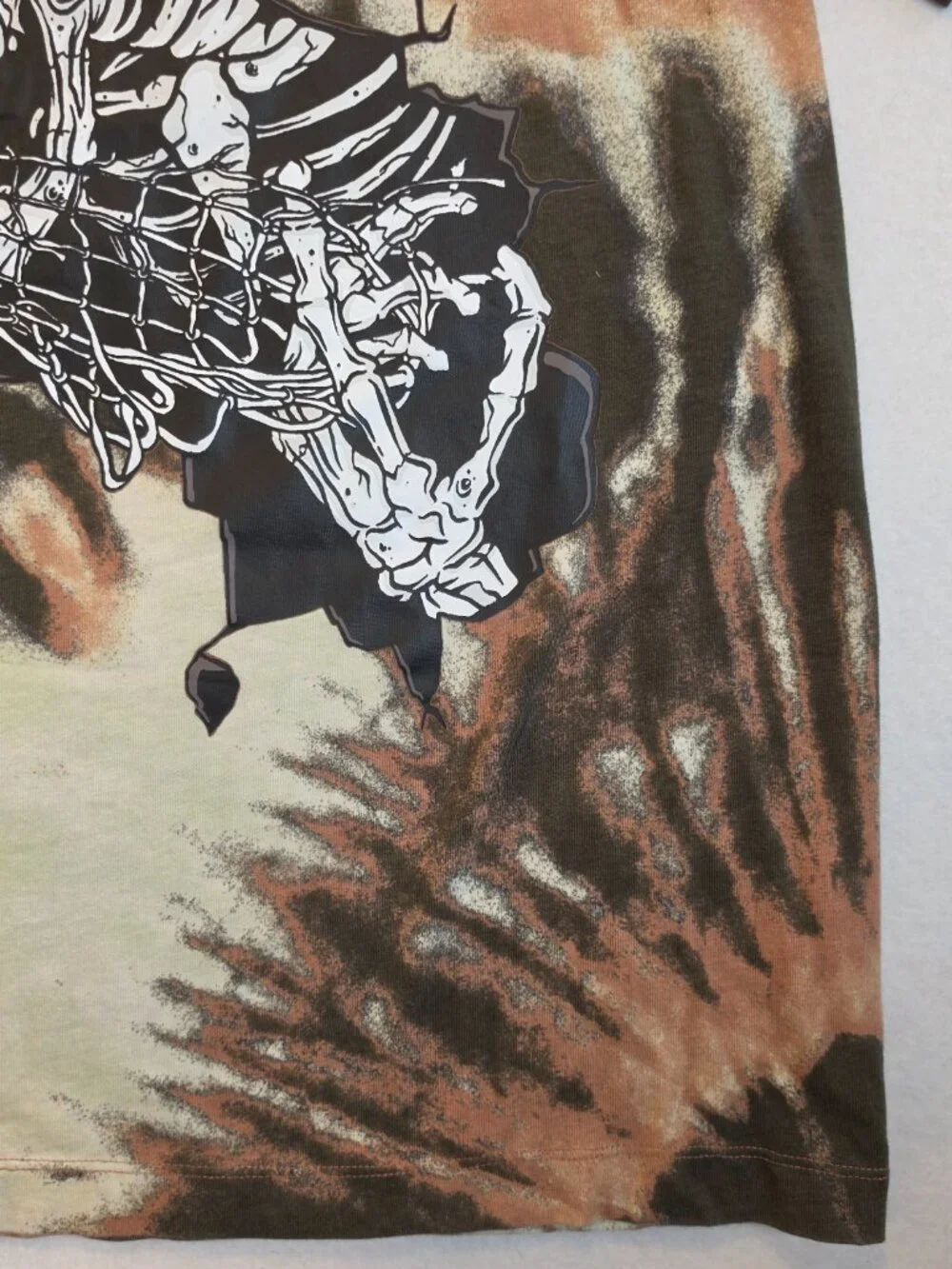 Nike Brown Tie Dye Skull Skeleton Graphic Tee Shirt Large
